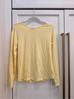 White + Warren Pale Yellow Long Sleeve Tee